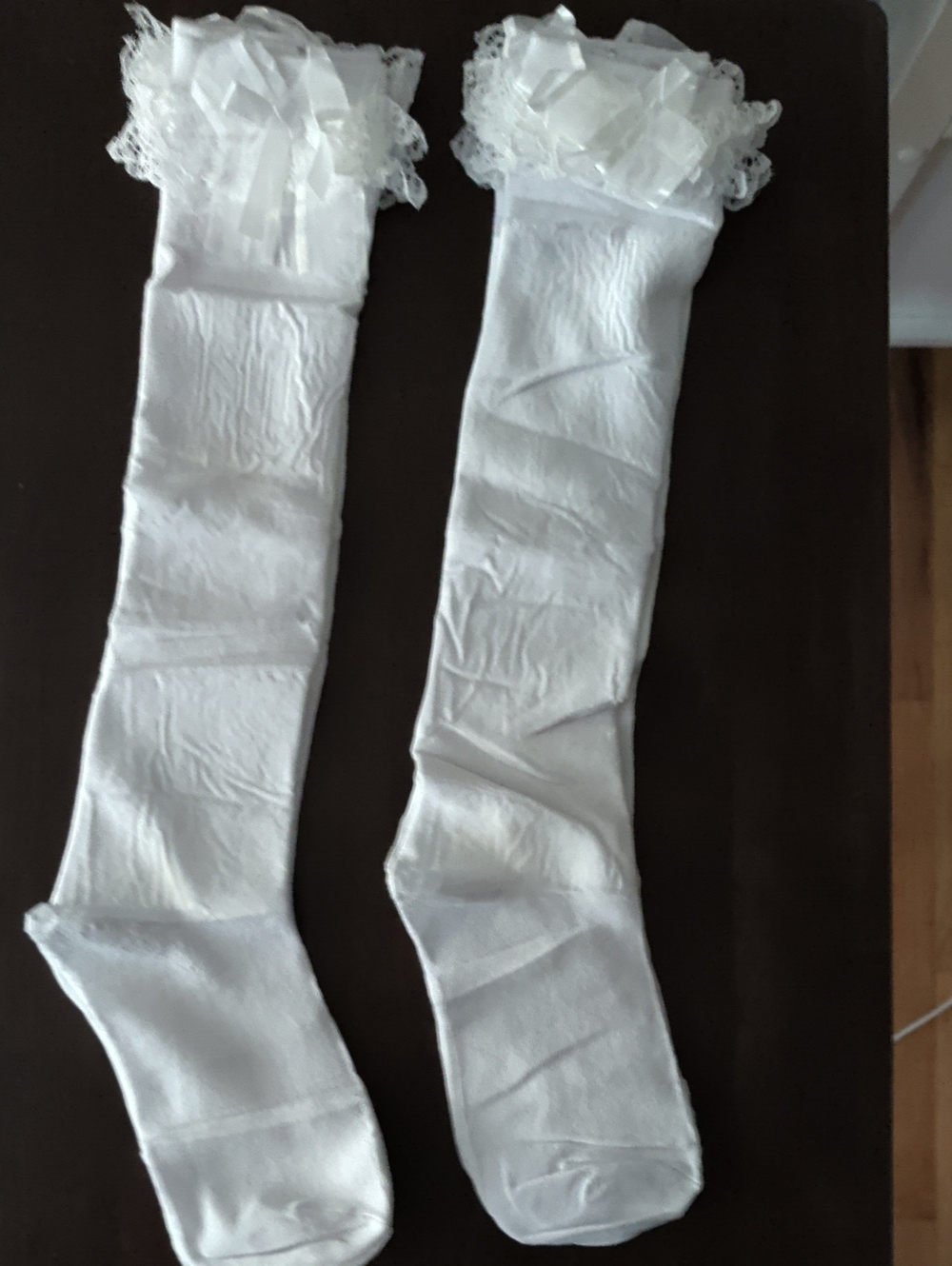 White Lace-Trim Dress Socks for Girls